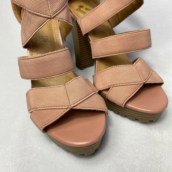 Report Women's Natural Tan Straps Platform Heels Size 7 - Picture 3 of 7